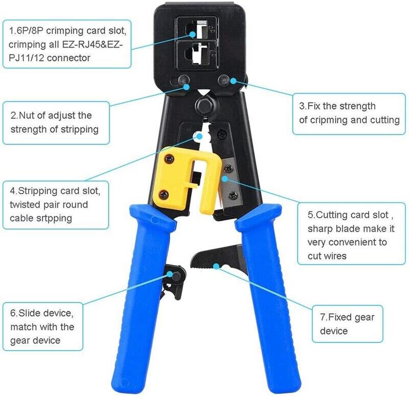 ZoeRax RJ45 Crimping Tool RJ45 Network Cutting Tools 8P RJ45 Crimper Cutter 