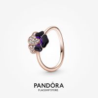 Official Store Pandora 14K Rose Gold Plated Deep Purple Pansy Flower Ring