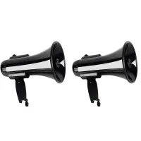 2X Portable Speaker Bullhorn Power Handheld Microphone Built-in Siren Alarm Volume Control and Strap