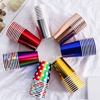 Colorful Gilding Cup Disposable Party Paper Cup Tableware Birthday Party Dinner Plate Cup