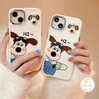 เคสอิเล็กโทรเพลทเข้ากันได้กับ IPhone 7Plus 11 Pro Max XR 7 8 Plus 12 14 13 Pro Max X 8 Plus XS MAX 3D เคสแบบนิ่มกรอบเลนส์โลหะน่ารักสำหรับสุนัข