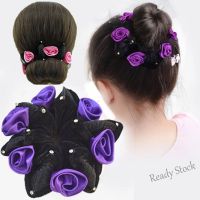 【Ready Stock】 ∈✿ C18 Fashion Ball Hair Accessories Chiffon Rose Hexagonal Flower Hair Rope Flower Ball Hair Accessories