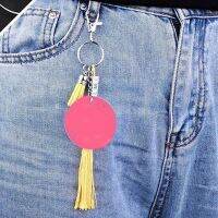 2 Inches Acrylic Circle Keychain Blanks Tassels DIY Set Clear Discs with Hole Tassles Key Ring Jump Rings for Keepsakes A5KE