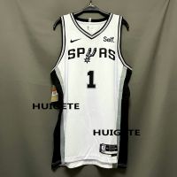 Mens New Original NBA San Antonio Spurs 1 Victor Wembanyama Association Edition White Jersey Heat-pressed