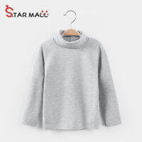 【Clearance sale】Star Mall Girls Cute Long-sleeved Cotton Solid Color Half-high Collar Bottoming Shirt Top