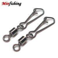 Minfishing 50 PCS/Lot Stainless Steel Fishing Swivel Snap Hook Connector Lure Accessories Size 2 -10