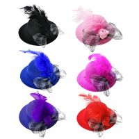 ☾ Mini Hat Chicken Helmet Chicken Hats Accessories Feather Top Bow-knot Classic Style with Adjustable Elastic Chin Strap