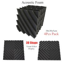 4Pcs 30x30x5cm Studio Acoustic Foam Sound Insulation Panels Soundproof Wedges Wall Panels for KTV Bar Drum Room Home Theater