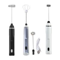 808F Handheld 3 Gear Adjustable Milk Frother Rechargeable Foam Maker Electric Whisk Stainless Steel Drink Mixer Mini Kitchen