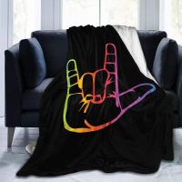 ASL I Love You Sign Language Ultra Soft Flannel Fleece Throw Blanket All Season Light Weight Living Room Bedroom Warm Blanket
