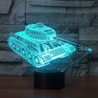 Tank 3D Illusion Lamp Remote Control Usb Night Lights Bedside Lighting Home Room Decor Colorful Nightlight Gift Toys for Kids