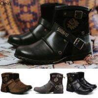 ผู้ชายรองเท้าคาวบอยรถจักรยานยนต์ BIKER BOOT Mens รอบ Toe Riding STRAP Casual Shoes