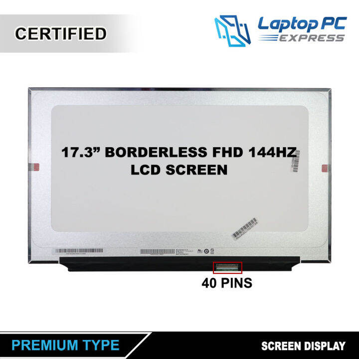 Laptop LCD Screen 17.3 inches 40 Pins 144Hz Full HD 1920 x 1080