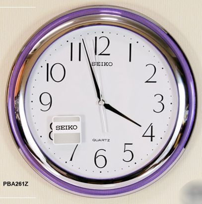 seiko-นาฬิกาแขวนผนัง-ขอบพลาสติกสีเงิน-สลับม่วง-รุ่น-pba261z