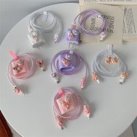 Pelindung kabel 5 buah/Set pelindung pengisi daya untuk Apple Iphone 18/20W Kawaiic pelindung kabel kartun hewan indah kabel Data melindungi Set