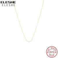 ELESHE 925 Sterling Silver Simple Fresh Water Pearl With 18K Gold Plated Necklace For Women New Arrival Fashion Jewelry Gift