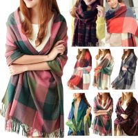 Womens Lady Winter Warm Tartan Check Neck Shawl Scarf Wrap Stole Plaid Pashmina