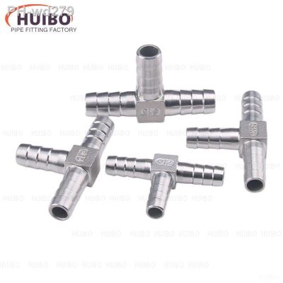 1pcs 304 Stainless Steel T-Shape Tee Barb Hose Fittings 6mm- 32mm Pagoda Plumbing Connector 3 Way Hose Tube Barb Barbed Coupling