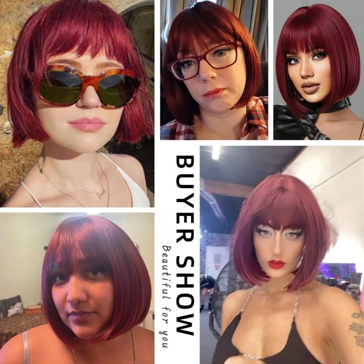 onenonly-christmas-red-wig-short-bob-synthetic-wig-halloween-cosplay-natural-daily-woman-wigs-with-bangs-heat-resistant-hot-sell-tool-center