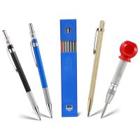 2 PCS Carpenter Pencils With Marker Refills 1 X Carbide Tip Scribe And 1 X Automatic Center Punch Carpenter Scriber