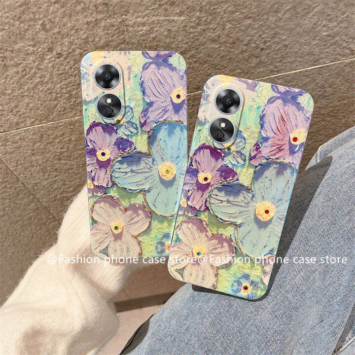 เคส-oppo-a78-reno8-t-5g-4g-เคส-phone-case-ประดับพลอยเทียมบลูเรย์สไตล์วินเทจสุดหรูฝานิ่มลายดอกไม้-oppo-reno8t-oppoa78-2023