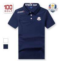 RyderCup2023แฟชั่นใหม่ผู้ชายคุณภาพสูงเสื้อโปโล Lapel กางเกงเล่นกอล์ฟแท้ Callawayj.lindeberg