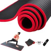 Jusenda 10MM Yoga Mat 183x61cm NBR Fitness Gym Sports Pilates Pads Car Edge-covered Tear Resistant Yoga Matt with Bag&amp;Strap