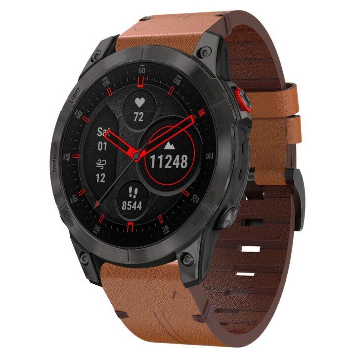 สำหรับสายนาฬิกาข้อมือหัวเข็มขัดเหล็กหนัง-garmin-epix-gen-2-22มม-สีดำ