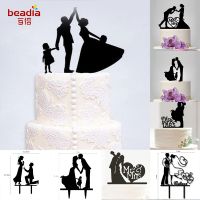 Wedding Cake Topper Love Mr Mrs Acrylic safe Black Toppers Romantic Bride and Groom For Wedding Decoration Party Favors Supplies