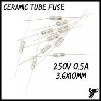 Ceramic Tube Fuse Metal Axial Lead Slow Blow Type Fuse 3.6x10mm 250V 0.5A Electrical Circuitry Parts