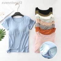 ☑Pjhouse Modal bra เสื้อยืด ครึ่งแขน ระบายอากาศ ไม่มีโครงเหล็ก ไร้รอยต่อ แฟชั่นฤดูร้อน สําหรับผู้หญิง