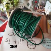 3MM #143 (มีให้เลือกสองขนาด) เชือกหนัง เชือกแว๊กซ์ เกาหลี เส้นกลม 3 มิล สีเขียว / 3mm Polyester cord / wax cotton rope string Thin leather DIY Handmade Beading Bracelet Jewelry