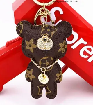 LV Bear Bag Charm Key Ring Holder Brown