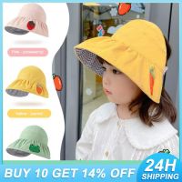 [hot]Wide Brim Sun Hat For Children Summer Sunscreen Fisherman Bucket Cap Cartoon Cute Adjustable Empty Top Outdoor Babys Hat