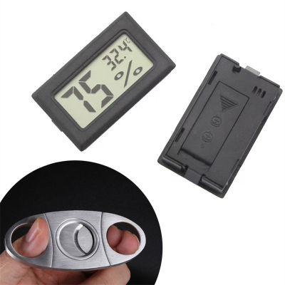 Ciggare Case Box Humidity Meter +Ciggar Punch Cutter Mini Hygrometer