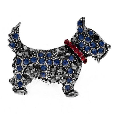 【CW】 CINDY XIANG Rhinestone Schnauzer Dog Brooch Sherry Pin Color Jewelry Small Accessories
