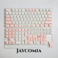 JCM 136 Keys XDA ปุ่มกด PBT  น่ารักแมวย้อม ISO Keycap สำหรับเกมกลไกสีชมพู