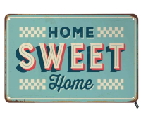 Celestineor Vintage Home Sweet Home ป้ายดีบุกพร้อม Backg สีฟ้าอ่อน-การตกแต่งผนังที่สมบูรณ์แบบสำหรับผู้ชายและผู้หญิง