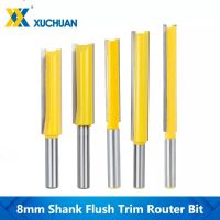 Flush Trim Router Bit ยาว 50-76mm Wood Router Bit 8mm Shank Straight End Mill สําหรับงานไม้เครื่องมือแกะสลัก Tenon Cutter