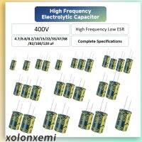 10pcs 400V High Frequency Electrolytic Capacitor 2.2uF 4.7uF 6.8uF 10uF 15uF 22uF 33uF 47uF 68uF 82uF 100uF 120uF Low ESR HF