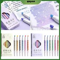 QUYAN 6PCS ความเงางามสูง ไฮไลท์แวววาว เงาสีสันสดใส พลาสติกทำจากพลาสติก ปากกาฟลูออเรสเซนต์ สร้างสรรค์และสร้างสรรค์ วาดเส้นขยุกขยิกปากกา ของขวัญสำหรับนักเรียน