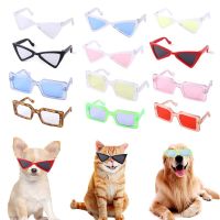 ZZOOI Fashion Cat Glasses Triangle Frames Mirror Square Glasses Multicolor Optionally Cools Take A Photograph Props Pet Accessories