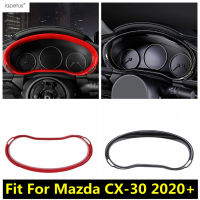 รถด้านหน้าแดชบอร์ดแผงกรอบตกแต่งปกตัดสำหรับมาสด้า CX30 CX-30 2020-2022คาร์บอนไฟเบอร์สีแดงสไตล์อุปกรณ์ตกแต่งภายใน