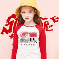 Singapore Map Print Fashion Raglan Sleeve T-shirt Kids Boys Day Clothing