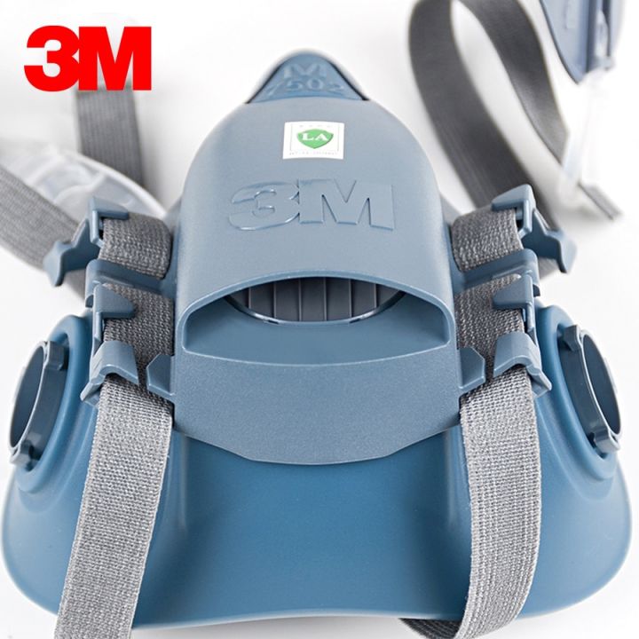 3m-7502-หน้ากากป้องกันแก๊สสำหรับป้องกันแก๊สอินทรีย์วัสดุซิลิโคนสวมใส่สบายพอดีกับตัวกรอง-6000-series-สำหรับการบำรุงรักษาตัวถังและสีการฉีดพ่นสารกำจัดศัตรูพืชในไร่นาเคลือบตกแต่ง-3m7502-gas-mask-silicone-