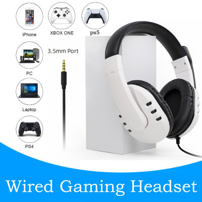 White Breathable Surround Sound for Playstation 5 PS4 Xbox Nintendo Switch PC PS5 Wired Gaming Headset 3.5mm Over-Ear Headphones