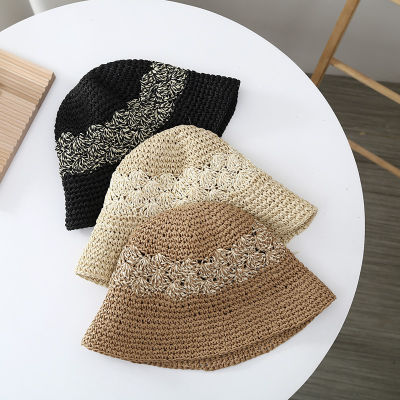 CODฤดูร้อนใหม่หมวกผู้หญิงญี่ปุ่นหมวกชาวประมงทอมือกลวงบังแดดเวอร์ชั่นเกาหลีขอบเล็กหมวกฟางถัง