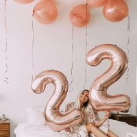 40Inch Big Silver Rose Gold Foil Number Balloons Digital Globos Birthday Wedding Party Decorations Ballons Baby Shower Supplies Balloons