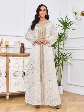 Muslim Dresses For Women 2022 Tape Trim V-neck Polka Dot Party Dress Turkey  Abaya Dubai Arabic Oman Morocco Caftan Islam Clothes