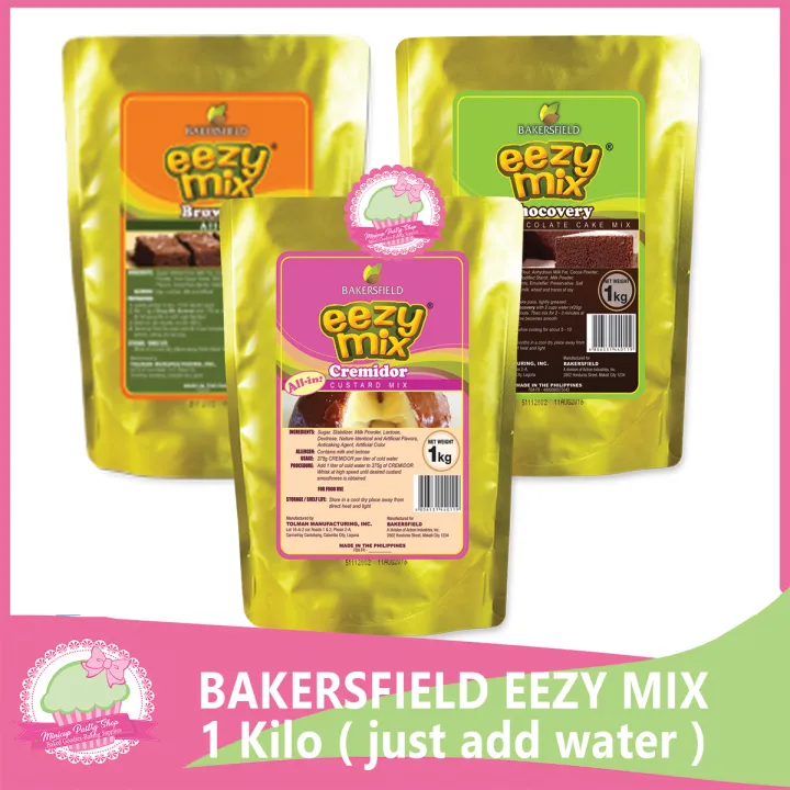 Bakersfield Eezy Mix Just add water Chocolate Cake Chocovery Brownies Custard Cream